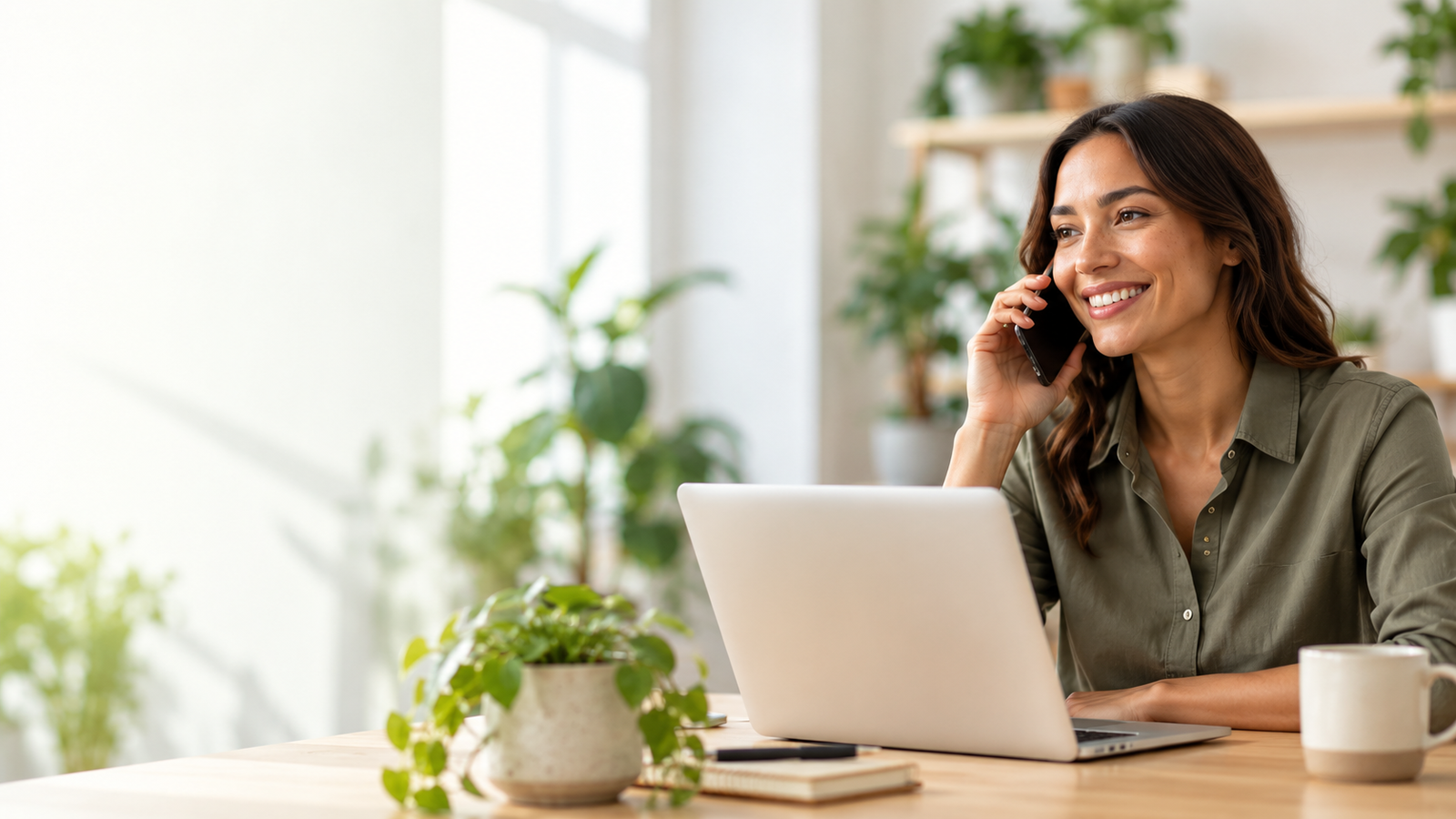 Customer support professional speaking by phone